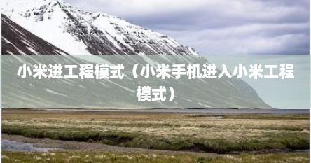小米进工程模式（小米手机进入小米工程模式）