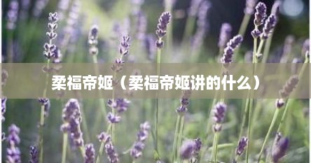 柔福帝姬（柔福帝姬讲的什么）