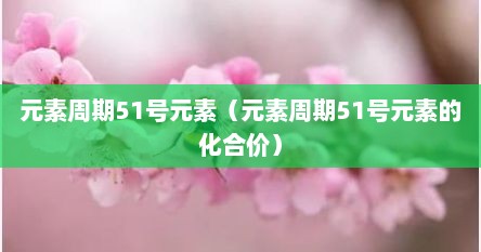 元素周期51号元素（元素周期51号元素的化合价）