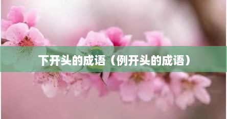 下开头的成语（例开头的成语）