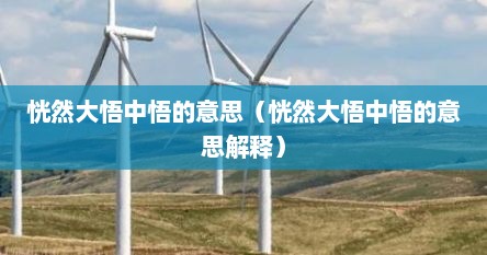 恍然大悟中悟的意思（恍然大悟中悟的意思解释）