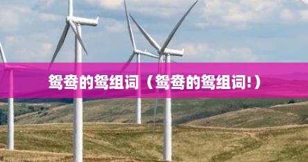 鸳鸯的鸳组词（鸳鸯的鸳组词!）