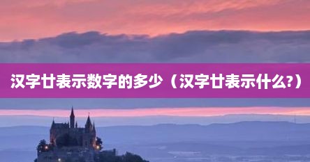 汉字廿表示数字的多少（汉字廿表示什么?）
