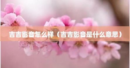 吉吉影音怎么样（吉吉影音是什么意思）