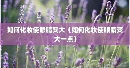 如何化妆使眼睛变大（如何化妆使眼睛变大一点）