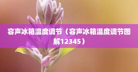 容声冰箱温度调节(容声冰箱温度调节图解12345)
