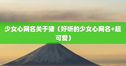 少女心网名关于猪(好听的少女心网名+超可爱)