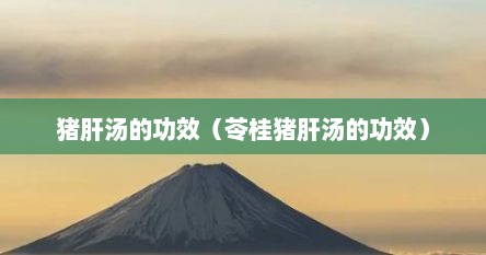 猪肝汤的功效(苓桂猪肝汤的功效)