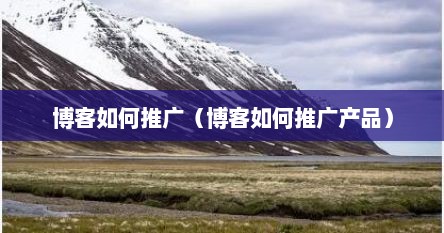 博客如何推广（博客如何推广产品）