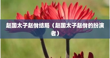 赵国太子赵佾结局（赵国太子赵佾的扮演者）