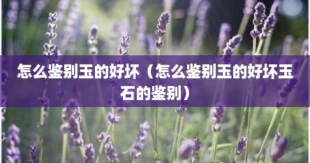 怎么鉴别玉的好坏（怎么鉴别玉的好坏玉石的鉴别）