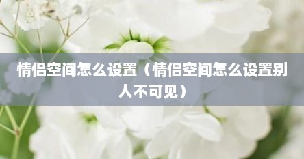 情侣空间怎么设置（情侣空间怎么设置别人不可见）