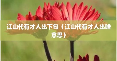 江山代有才人出下句（江山代有才人出啥意思）
