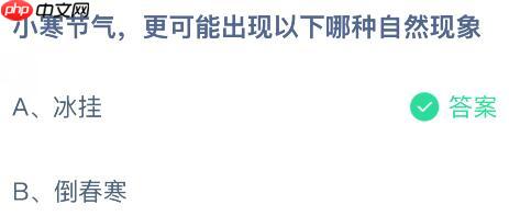 小寒节气更可能出现以下哪种自然现象？蚂蚁庄园课堂今天答案最新1月5日