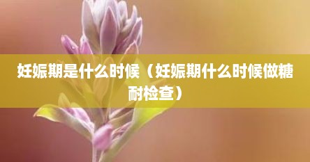 妊娠期是什么时候（妊娠期什么时候做糖耐检查）