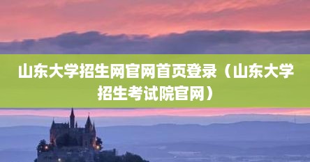 山东大学招生网官网首页登录（山东大学招生考试院官网）