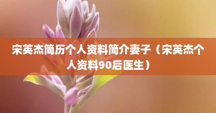 宋英杰简历个人资料简介妻子（宋英杰个人资料90后医生）