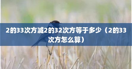 2的33次方减2的32次方等于多少（2的33次方怎么算）