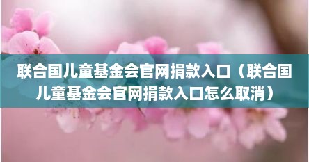 联合国儿童基金会官网捐款入口（联合国儿童基金会官网捐款入口怎么取消）