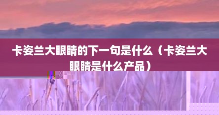 卡姿兰大眼睛的下一句是什么（卡姿兰大眼睛是什么产品）
