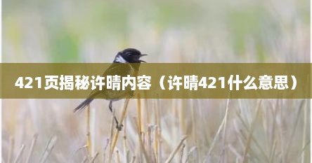 421页揭秘许晴内容（许晴421什么意思）