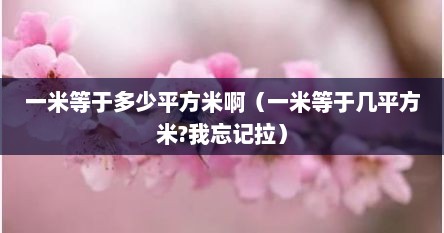一米等于多少平方米啊（一米等于几平方米?我忘记拉）