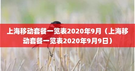 上海移动套餐一览表2020年9月（上海移动套餐一览表2020年9月9日）