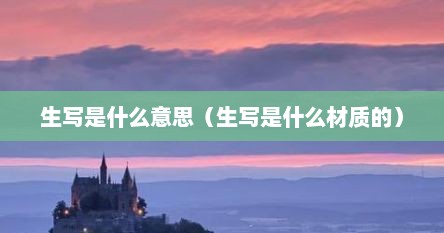 生写是什么意思（生写是什么材质的）