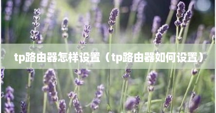 tp路由器怎样设置（tp路由器如何设置）