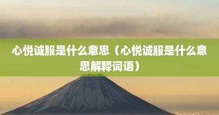心悦诚服是什么意思（心悦诚服是什么意思解释词语）