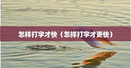 怎样打字才快（怎样打字才更快）