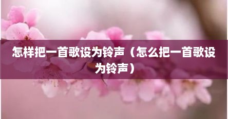 怎样把一首歌设为铃声（怎么把一首歌设为铃声）