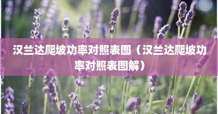 汉兰达爬坡功率对照表图（汉兰达爬坡功率对照表图解）