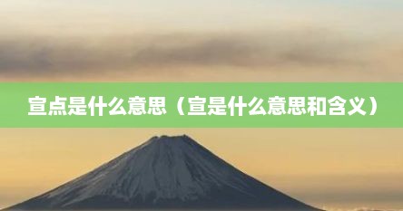 宣点是什么意思（宣是什么意思和含义）