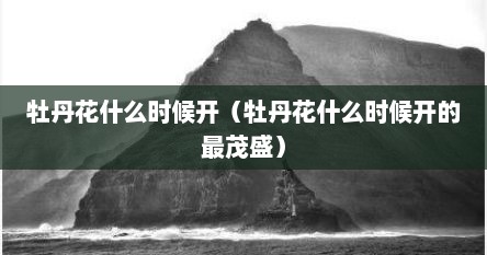 牡丹花什么时候开（牡丹花什么时候开的最茂盛）