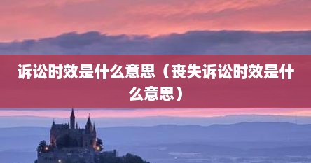 诉讼时效是什么意思（丧失诉讼时效是什么意思）