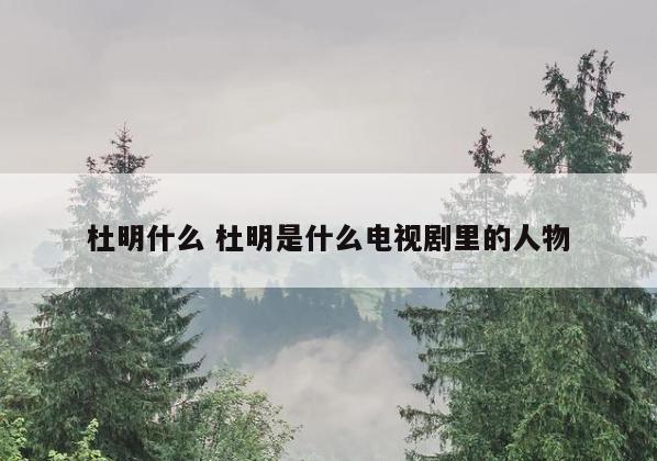 杜明什么 杜明是什么电视剧里的人物