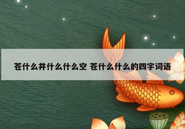 苍什么井什么什么空 苍什么什么的四字词语