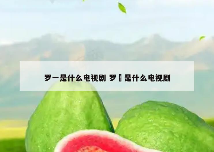 罗一是什么电视剧 罗匤是什么电视剧