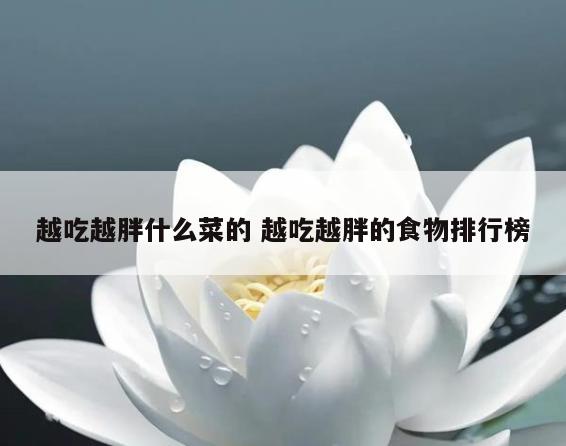 越吃越胖什么菜的 越吃越胖的食物排行榜
