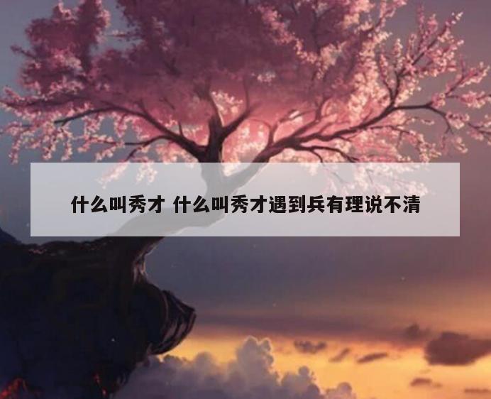 什么叫秀才 什么叫秀才遇到兵有理说不清