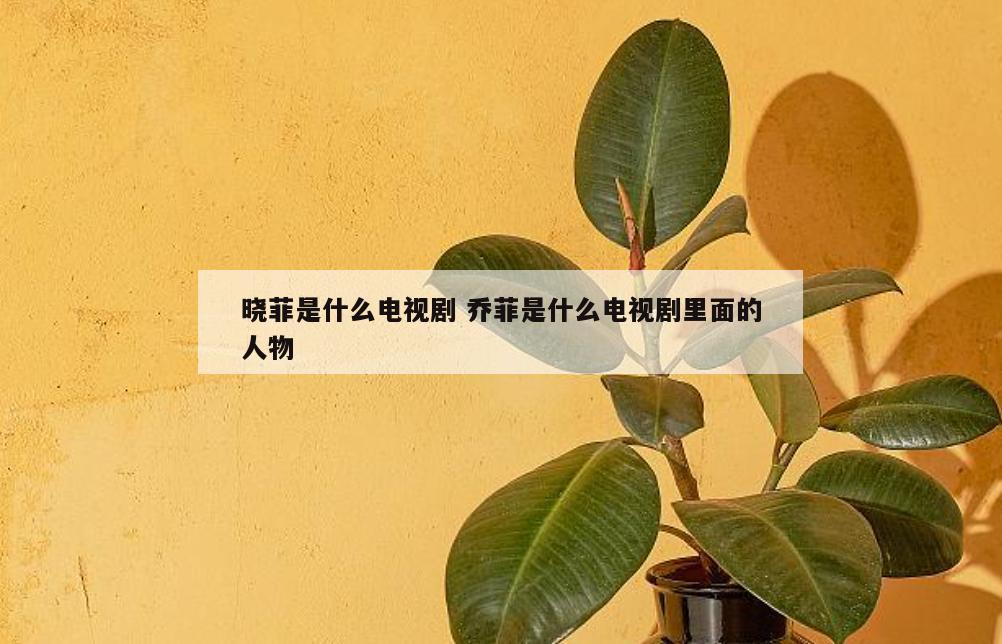 晓菲是什么电视剧 乔菲是什么电视剧里面的人物