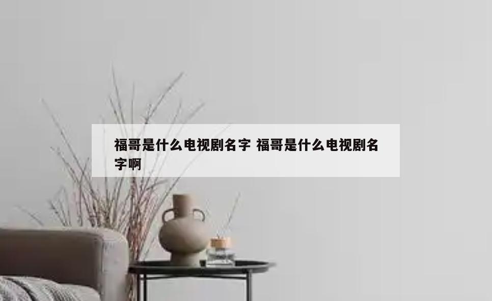 福哥是什么电视剧名字 福哥是什么电视剧名字啊
